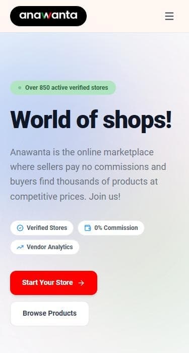 anawanta home page on mobile